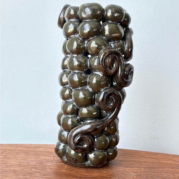 Artistic Bubble Texture Vase Mid Century Modern Pottery Vase Vintage Home Decor - Picture 6 of 12